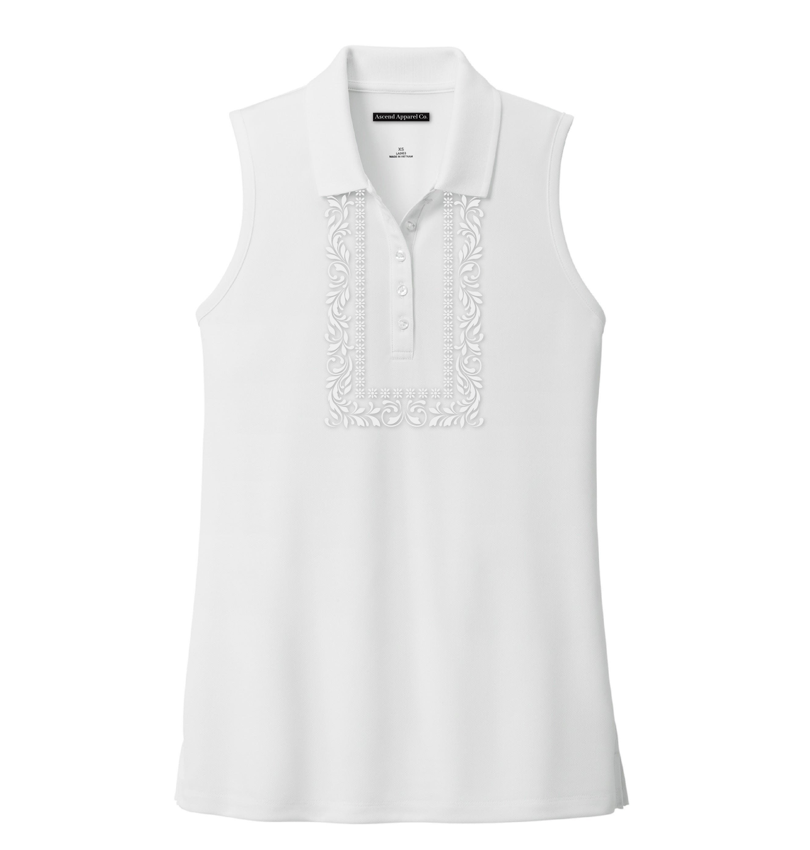 Ascend Sleeveless Polo Shirt with Signature Design Pattern - Women